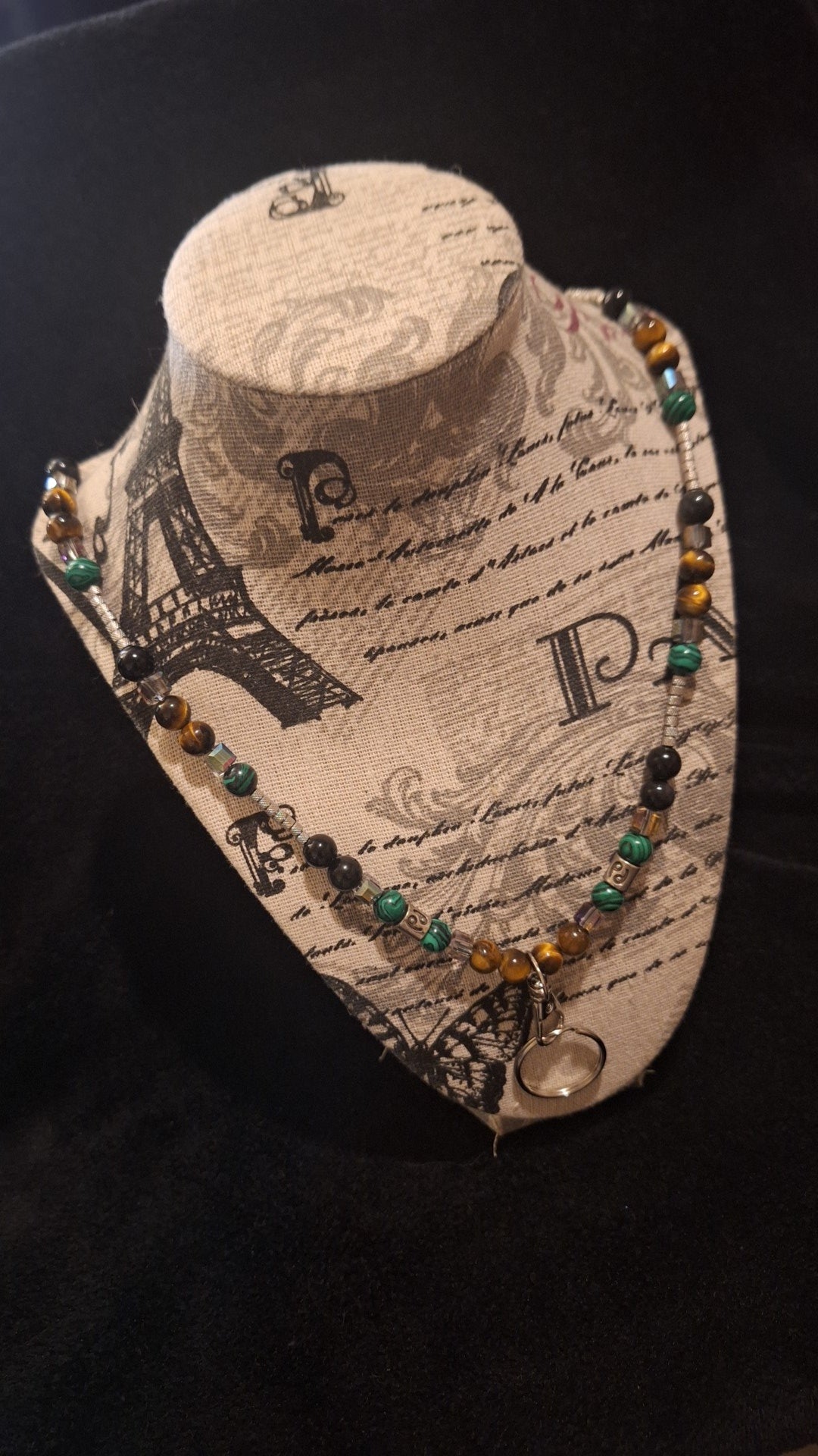 Cancer Lanyard - Malachite, Tiger Eye, Obsidian