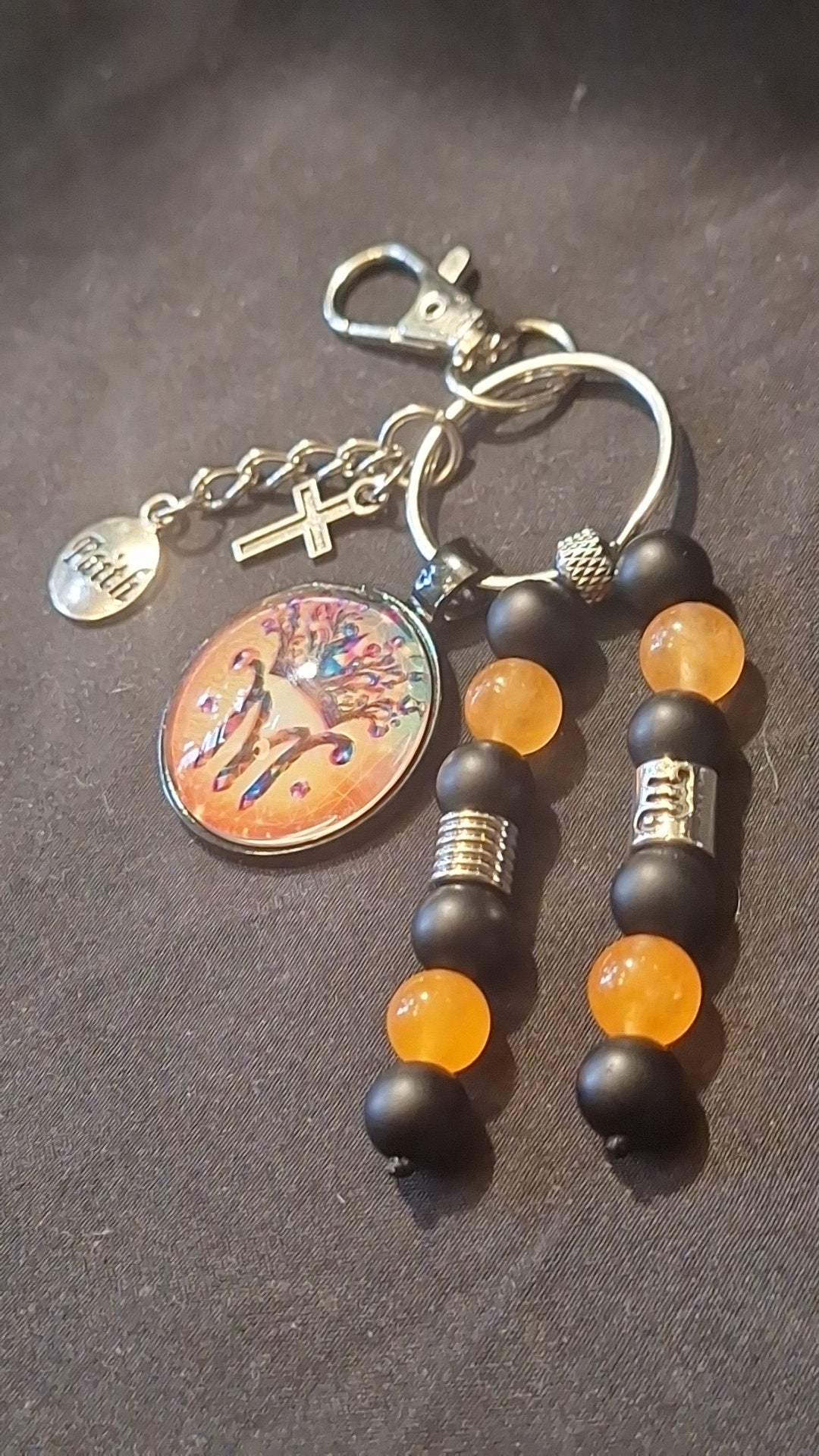 Scorpio Bezel Double Stand Keybeads - Onyx, Chalcedony